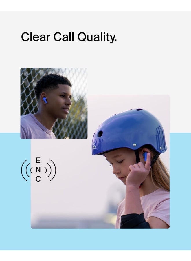 belkin SoundForm Nano V2 True Wireless Earbuds for KIDS - Bluetooth In-Ear KID SAFE w/ Volume Limiter & Touch Control, USB-C, 28HRS Battery, works w/ Apple iPhone/iPad, Samsung, Tablets, PCs Blue - Image 5