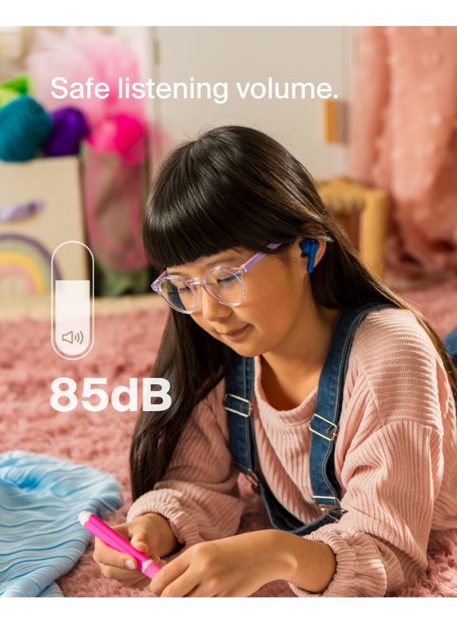 belkin SoundForm Nano V2 True Wireless Earbuds for KIDS - Bluetooth In-Ear KID SAFE w/ Volume Limiter & Touch Control, USB-C, 28HRS Battery, works w/ Apple iPhone/iPad, Samsung, Tablets, PCs Blue - Image 3