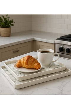 ALMUFARREJ 3 pieces of rectangular marble melamine trays  - Image 1