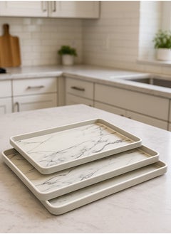 ALMUFARREJ 3 pieces of rectangular marble melamine trays  - Image 3
