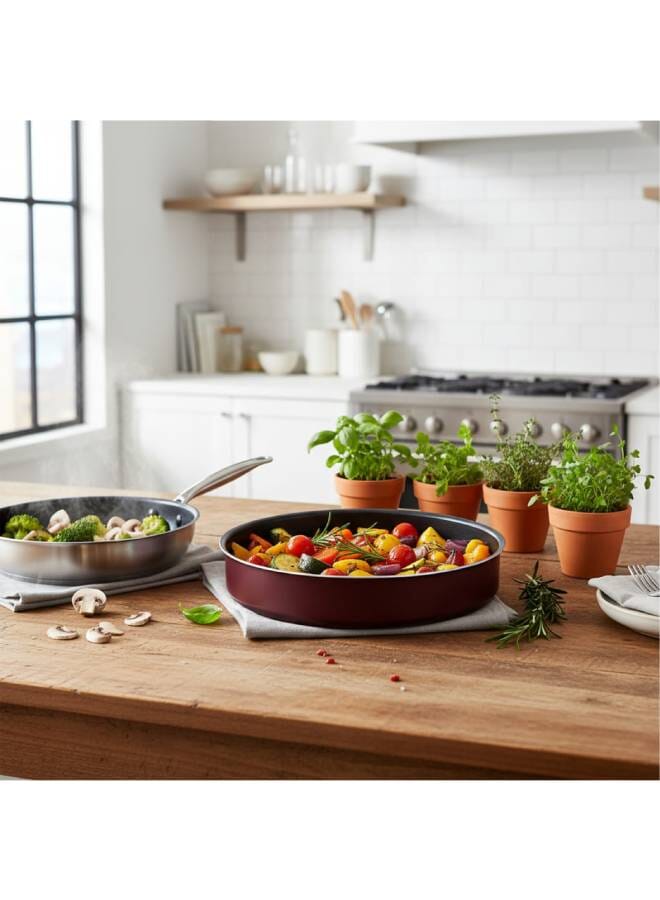 Tefal Armatal Round Oven Tray, Size 28 cm, Dark Red - 220714028 Red - Image 4