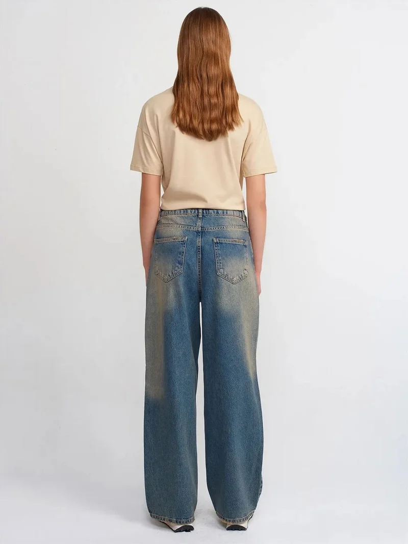 Dilvin DILVIN High-Waist Wide-Leg Cotton Denim Jeans