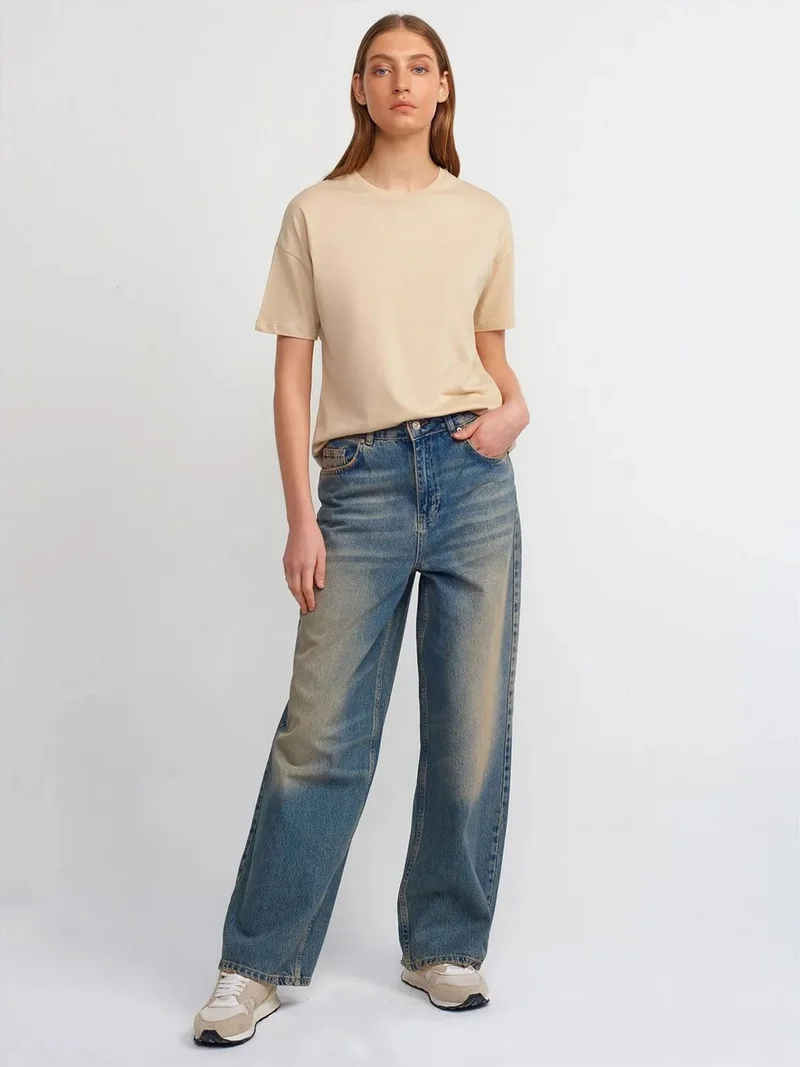 Dilvin DILVIN High-Waist Wide-Leg Cotton Denim Jeans