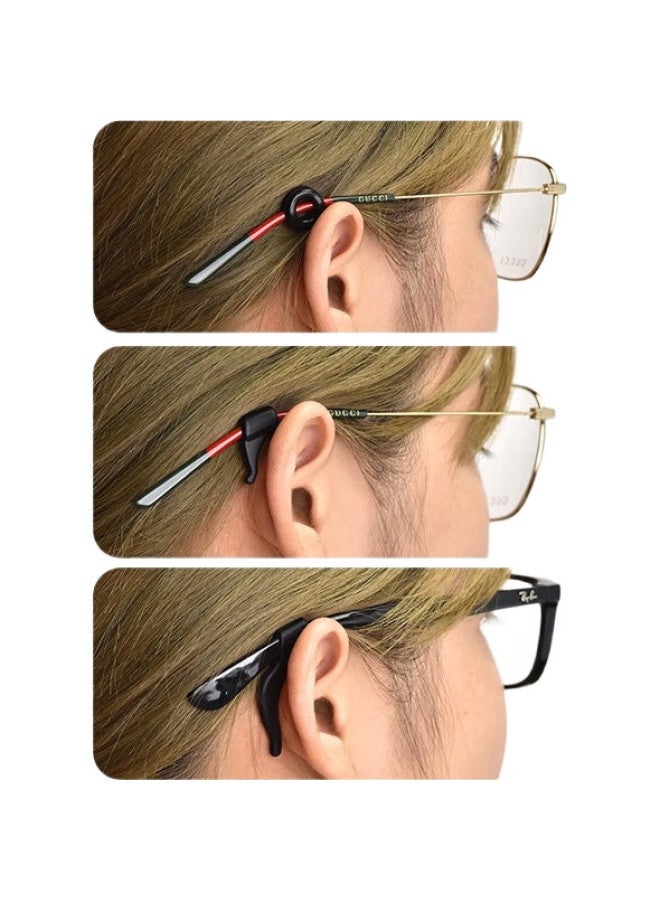 Oona Glasses Anti-Slip Sports Ear Hooks, Black Round 4 Pairs + Medium Ear Hooks 4 Pairs - Image 1
