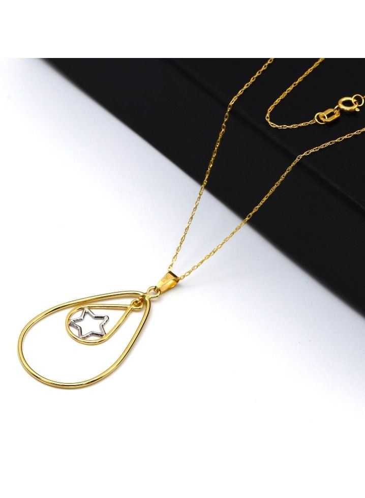 Gold Zone Real Gold 2 Color Dual Drop Star Hanging Necklace - Image 4