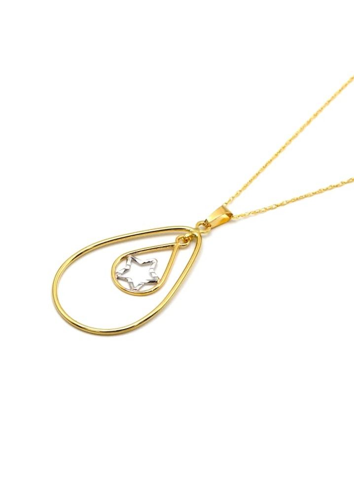 Gold Zone Real Gold 2 Color Dual Drop Star Hanging Necklace - Image 2