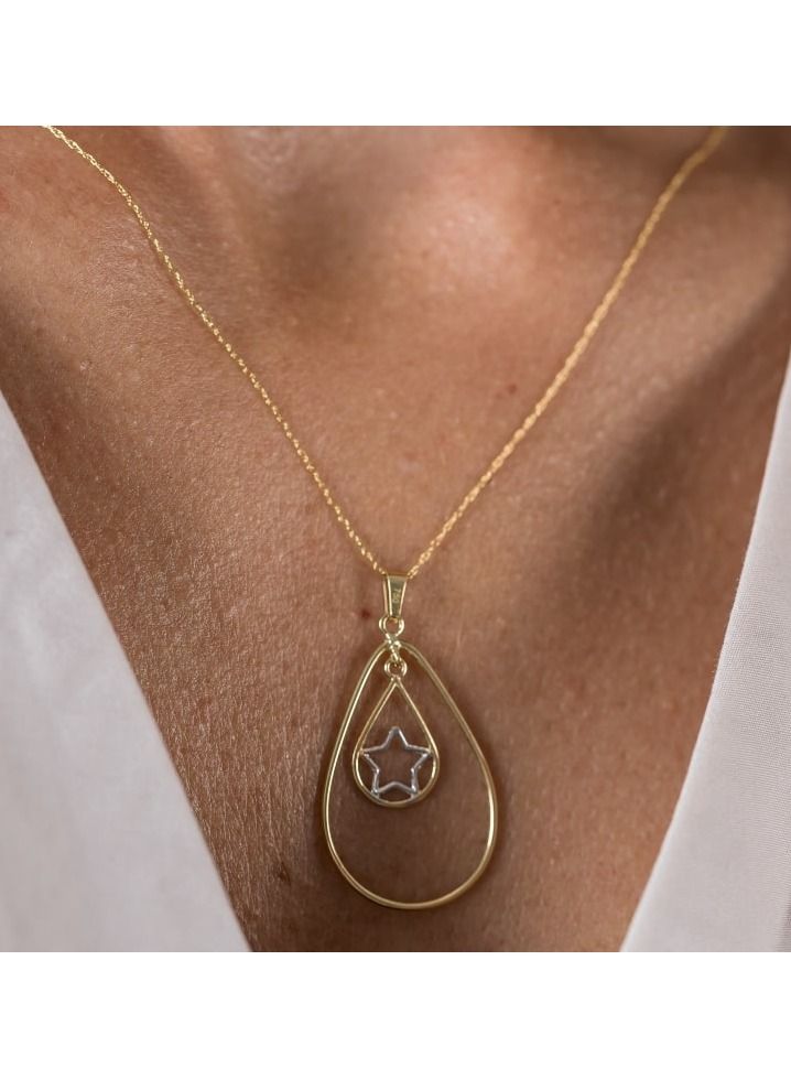 Gold Zone Real Gold 2 Color Dual Drop Star Hanging Necklace - Image 5