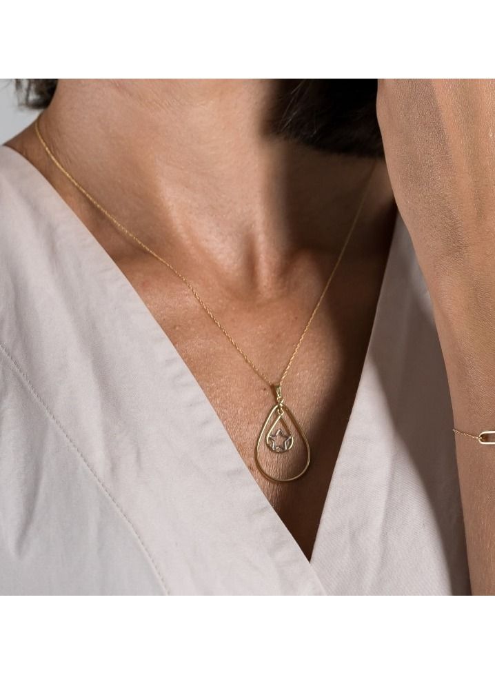 Gold Zone Real Gold 2 Color Dual Drop Star Hanging Necklace - Image 1