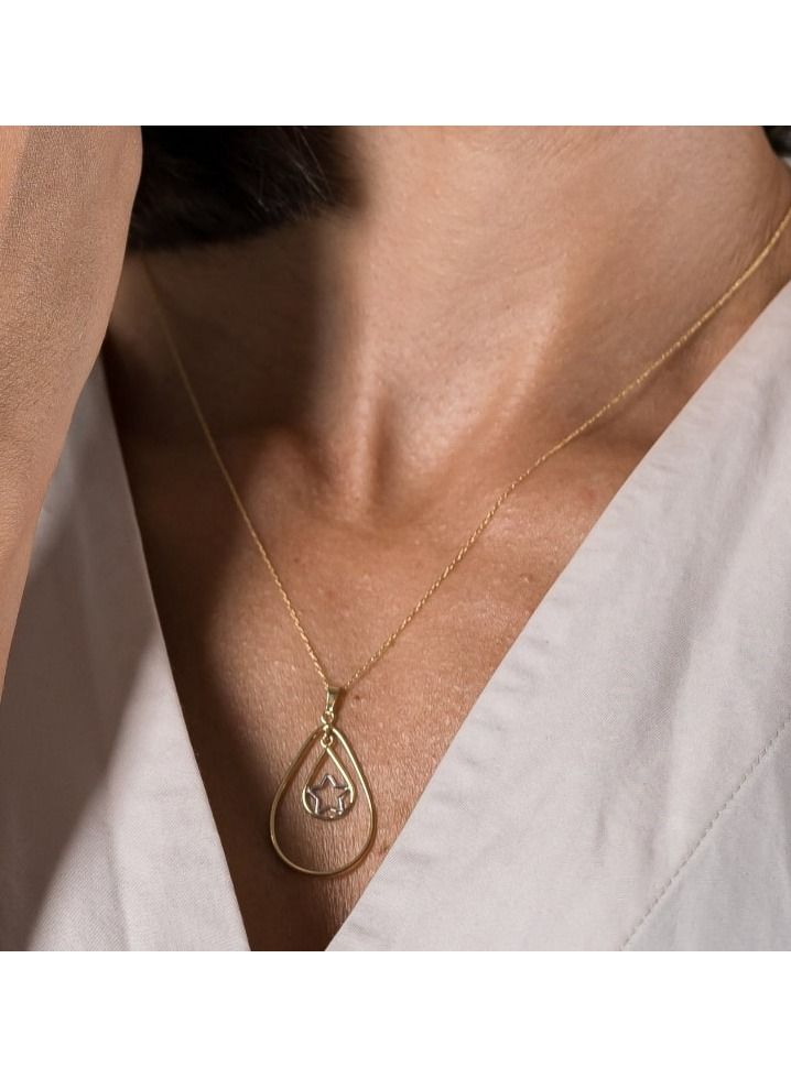 Gold Zone Real Gold 2 Color Dual Drop Star Hanging Necklace - Image 3