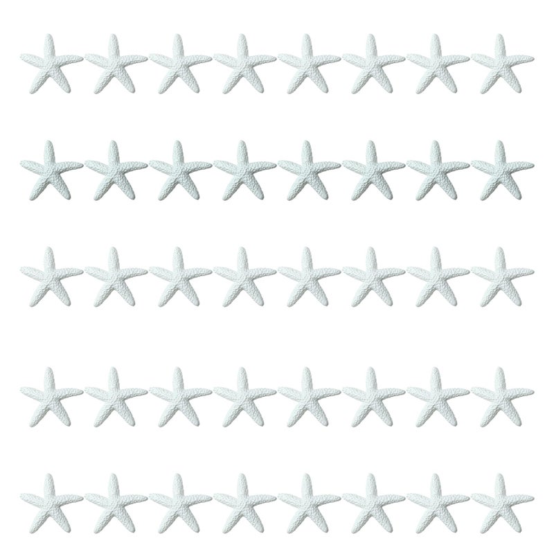 LJY 40 Pieces 1.2 Inches White Resin Pencil Finger Starfish for Wedding Home Decor and Craft Project
