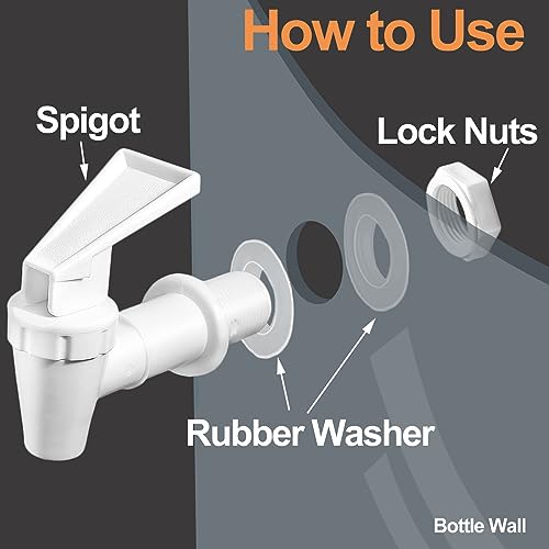 LifCratms 2Pcs BPA-Free Replacement Cooler Faucet, White Plastic Water Spigot Spout Water Dispenser Tap Set, Reusable Water Crock Tap Water Beverage Lever Pour Dispenser Valve - Image 5