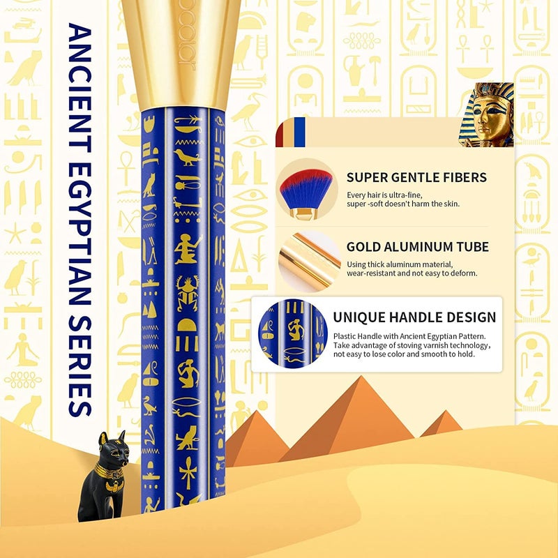 Docolor Makeup Brushes 19Pcs Makeup Brush Set Premium Gift Synthetic Powder Kabuki Foundation Contour Blush Concealer Eye Shadow Blending Liner Make Up Brush Kit, Ancient Egyptian Series - Image 3