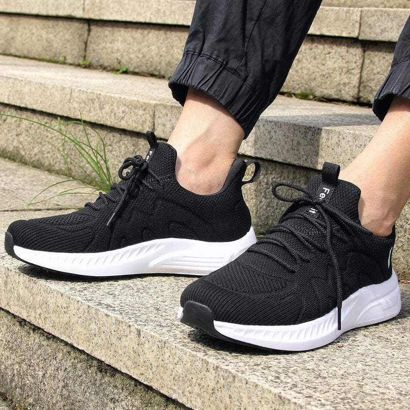 Feethit Mens Running Shoes Slip on Walking Tennis Shoes Lightweihgt Breathable Non Slip Fashion Sneakers for Work Gym Travel Black White 8 - Image 2