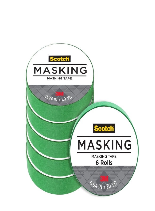 Scotch Expressions Masking Tape, .94 in x 20 yd, Great for Decorating, DIY, and Crafts, 6 Rolls, Primary Green - Image 1