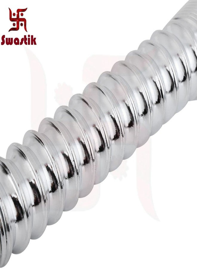 SWASTIK خرطوم تصريف مرن من مادة PVC لحوض الحمام/المطبخ من سواستيك، أنبوب تصريف/موصل أنبوب تصريف الحوض، مطلي بالكروم (عبوة من قطعتين) - Image 2