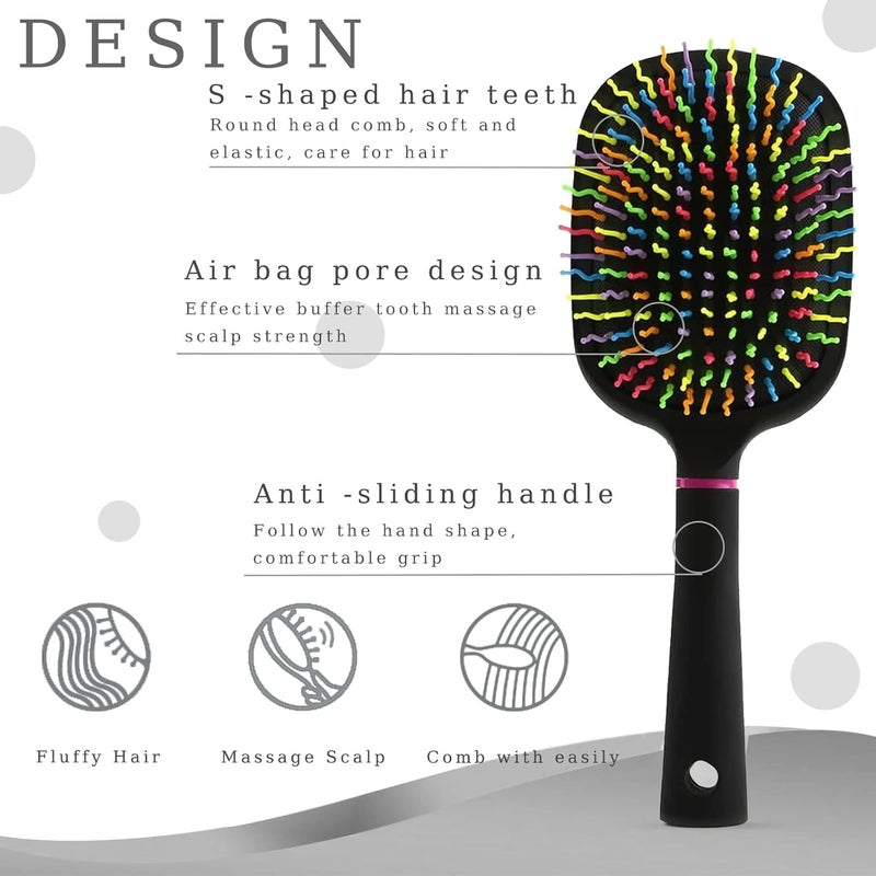 Masthome AISHIKEKE 1000RB Rainbow Paddle Mane and Tail Brush Detangler Plastic Forky Comb - Image 2