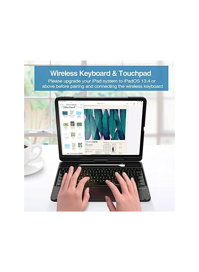 Procases Keyboard Case With Trackpad For Ipad Pro 12.9 2021 2020 2018, Touchpad Keyboard Case With 360 Degree Rotation 7 Color Backlit Pencil Holder For 5Th 4Th 3Rd Gen 12.9 Inch Ipad –Black - Image 3