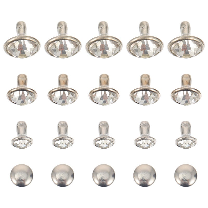 Metal Rhinestone Rivets Studs Silver Edge White Crystal 6mm 8mm 10mm for Leathercraft Bags Clothing Shoes - Image 2