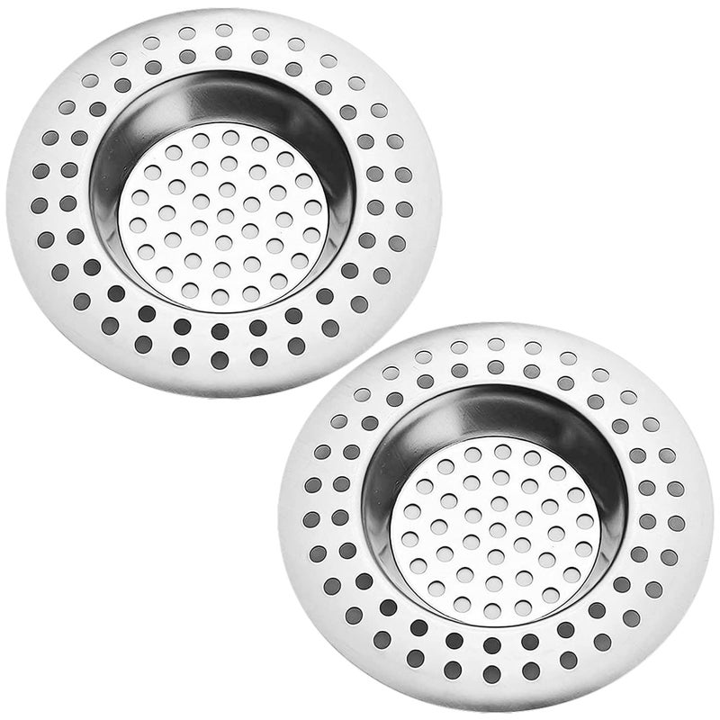 Tomario Stainless Steel Kitchen Sink Strainer Plug Standard Strainer Drain Protector HairFood Catcher for Bathroom Kitchen Shower External Diameter 75cm Inner Diameter 36cm Pack of 2