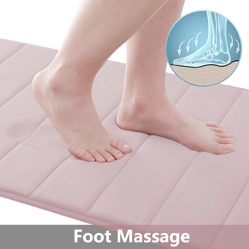 Home-Cloud HomeCloud Memory Foam Bath Mat| Non Slip Super Water Absorption Soft Bathroom Rugs, Thick, Dry Fast, Machine Washable for Bathroom Floor Mat (60 * 40cm) (Pink, 40x60cm) - Image 3