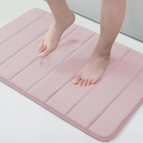 Home-Cloud HomeCloud Memory Foam Bath Mat| Non Slip Super Water Absorption Soft Bathroom Rugs, Thick, Dry Fast, Machine Washable for Bathroom Floor Mat (60 * 40cm) (Pink, 40x60cm) - Image 1