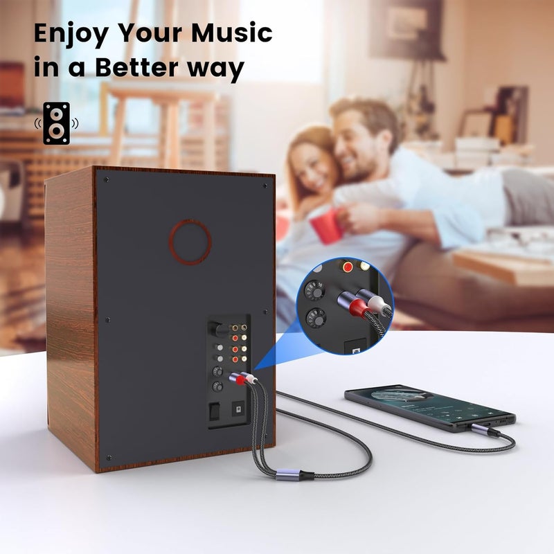 موسواج كابل صوتي من نوع من USB-C إلى RCA، سلك مقسم Y من ذكر USB-C إلى ذكر RCA مزدوج مع شريحة متوافق مع الهواتف الذكية، الأجهزة اللوحية، أجهزة الكمبيوتر المحمولة، Pixel 3/2/2XL، مكبرات الصوت، إلخ - Image 3