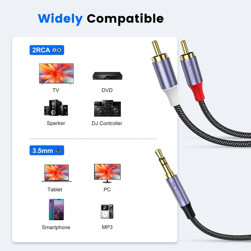 موسواج كابل صوتي من نوع من USB-C إلى RCA، سلك مقسم Y من ذكر USB-C إلى ذكر RCA مزدوج مع شريحة متوافق مع الهواتف الذكية، الأجهزة اللوحية، أجهزة الكمبيوتر المحمولة، Pixel 3/2/2XL، مكبرات الصوت، إلخ - Image 2
