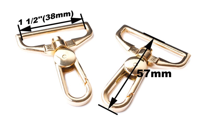 Bobeey 4pcs 1 1/2 Inch Swivel Snap Hooks for Purses, Hardware, Lobster Clasps, Sturdy Hooks BBC20 (Light Gold) - Image 2