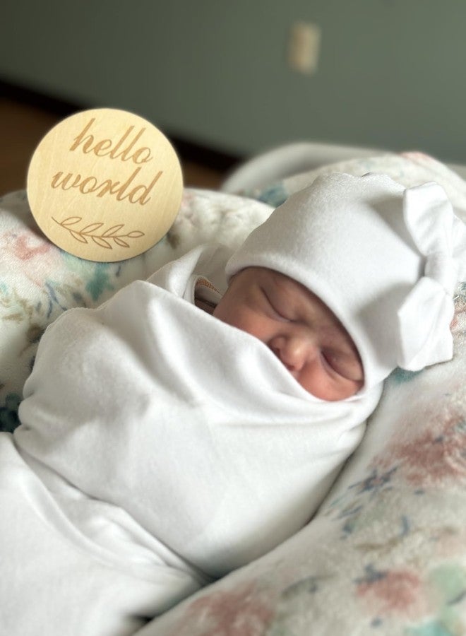 DRESHOW BQUBO Newborn Receiving Blankets Cotton Warm Sleepsack with Mittens & Bow Hats Hospital Baby Swaddling Shower Gift - Image 2