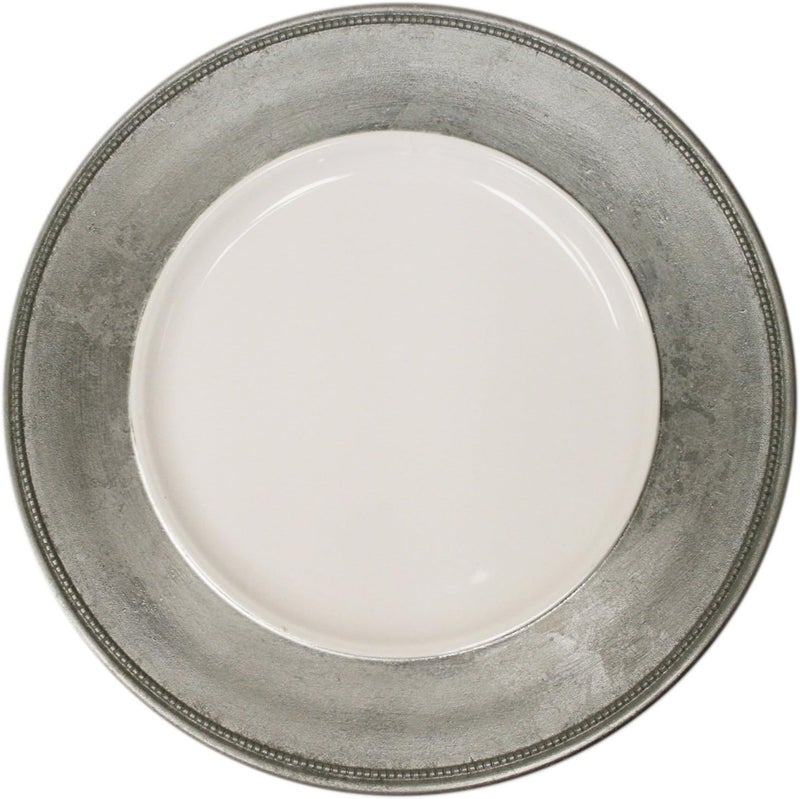 ChargeIt by Jay Charge It by Jay Leaf Charger Plate 13 Decorative Melamine Service Plate for Home Professional Dining Perfect for Upscale Events Dinner Parties Weddings Banquets Catering 1 Piece Silver - Image 1