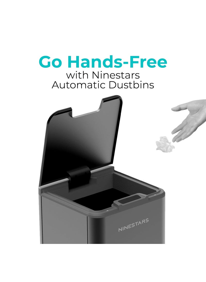 Ninestars Ninestars DZT1035 Touchless Stylish Motion Sensor Dustbin with Lid Automatic Plastic Trash Can for Outdoor Home Office Hotel Bathroom Kitchen 10 Litres Black  - Image 2