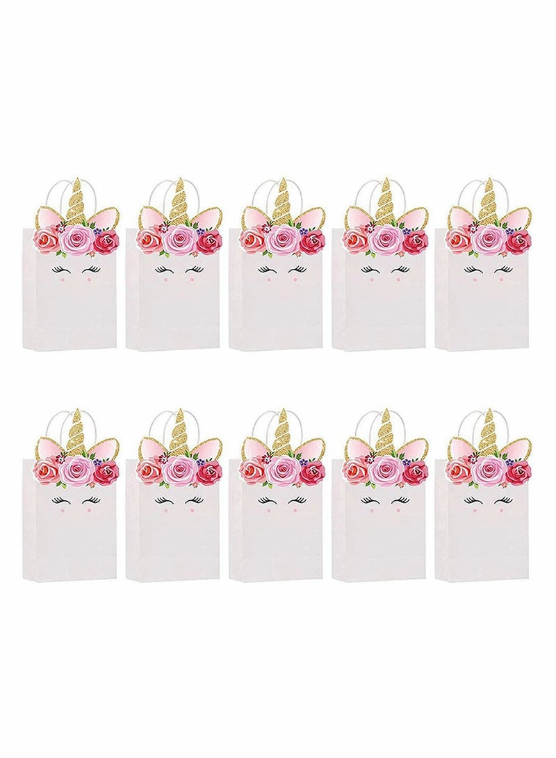 Excefore 10 Pack Unicorn Gift Bags, Party Favor Bags with Handle, Wedding Gifts, Decorated Paper Bags, Presents Packaging Bag, 21x15x8cm - Image 1