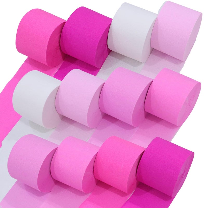 Captain Decor 12 Pink Streamers 984ft Pack of Pink Crepe Paper Rolls for Decorations Birthday Streamer Party Streamers for Bachelorette Decorations 18 inch x 82 ftRoll - Image 3
