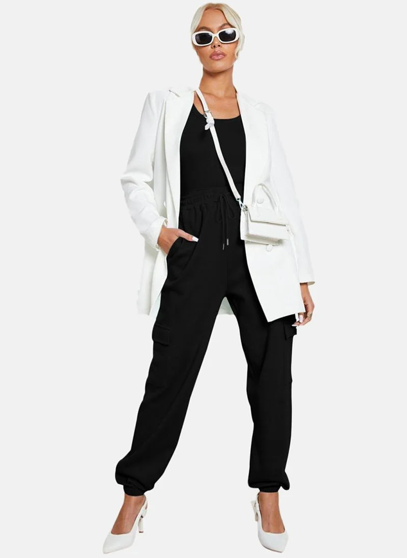 YUNIQEE Black Plain Casual Trouser
