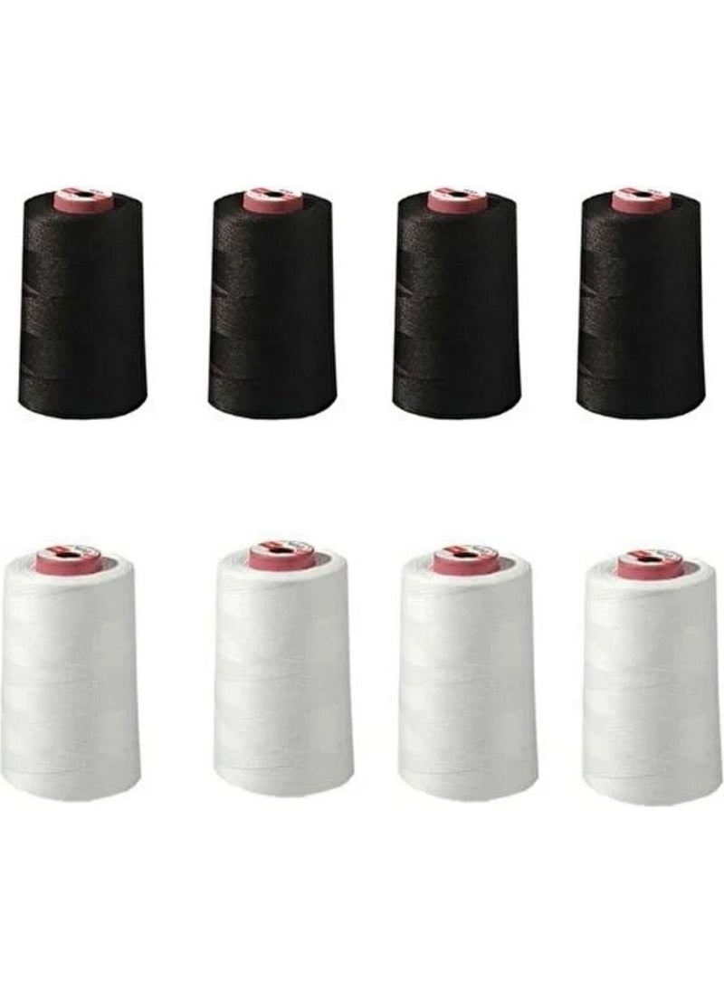 Atmaca Tuhafiye Atmaca Haberdashery Untwisted Overlock Thread Home Type (4 Pcs. White 4 Pcs. Black) (Read the Description.)  - Image 1