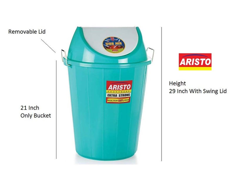 Aristo سلة مهملات بلاستيكية مع غطاء متأرجح ARISTO سعة 60 لتر (أخضر) - Image 2