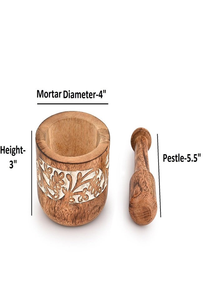 Mahasu Mortal & Pestle Mango Wood Natural Wooden Mortar & Pestle Mixing Grinder Set Pill Crusher Kitchen Utensils Housewarming Gift - Image 2
