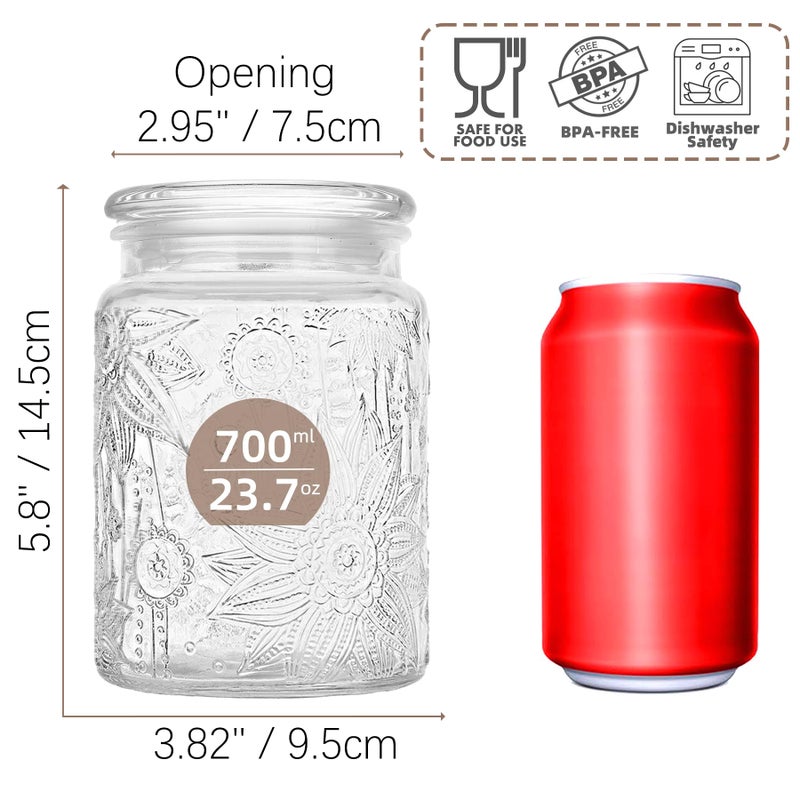 Custde Glass Jars With Airtight Lid, 23.7 floz Airtight Jar for Brown Sugar, Sunflower Design Storage Container for Candy, Coffee, Cookie, Tea, Salt, Bath Salt - Image 3