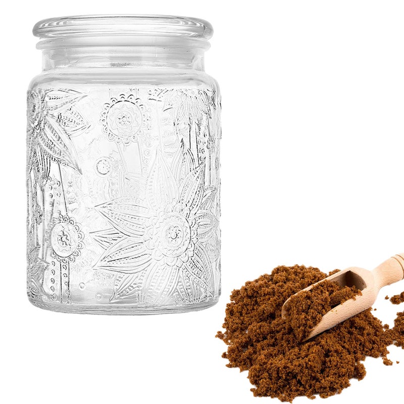 Custde Glass Jars With Airtight Lid, 23.7 floz Airtight Jar for Brown Sugar, Sunflower Design Storage Container for Candy, Coffee, Cookie, Tea, Salt, Bath Salt - Image 1