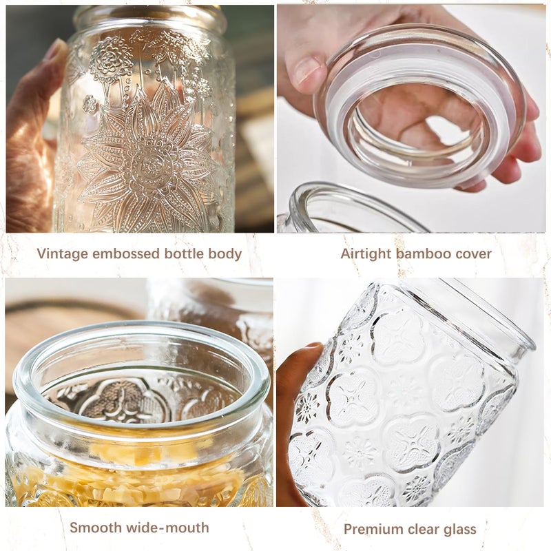 Custde Glass Jars With Airtight Lid, 23.7 floz Airtight Jar for Brown Sugar, Sunflower Design Storage Container for Candy, Coffee, Cookie, Tea, Salt, Bath Salt - Image 5