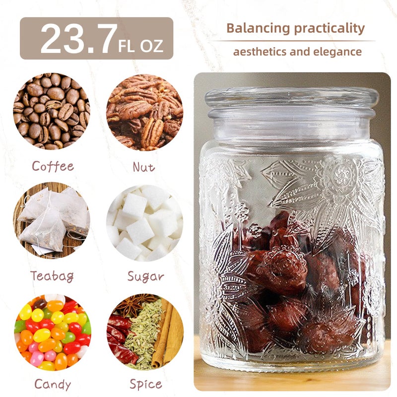 Custde Glass Jars With Airtight Lid, 23.7 floz Airtight Jar for Brown Sugar, Sunflower Design Storage Container for Candy, Coffee, Cookie, Tea, Salt, Bath Salt - Image 4