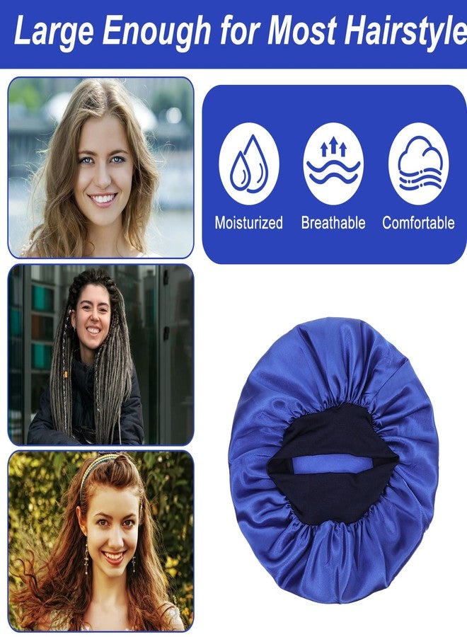 Sibba 24 Pack Satin Bonnets for Sleeping, Colors Satin Lined Silky Sleeping Bonnets Large Silk Bonnet Wide Band Hair Bonnet Soft Elastic Hair Wrap Cap Silky Shower Cap for Black Women Men Curly Hairs - Image 3