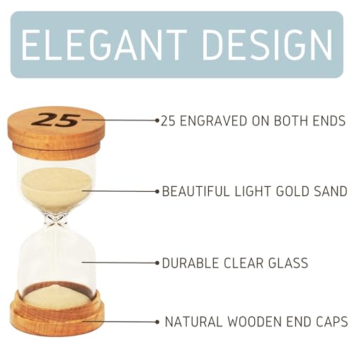 Chillkat 25 Minute Sand Hourglass Timer - Glass Sand Clock 25 Min - Modern Hourglass Watch with Wooden End Caps for Kids, Games, Classroom, Kitchen, Home or Office Decor - Image 3