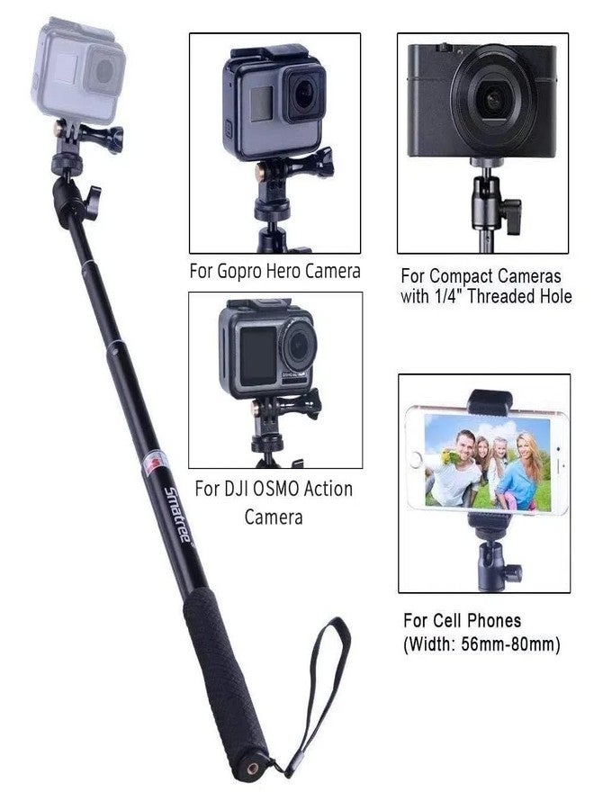 Smatree Q3 Telescoping Selfie Stick with Tripod Stand Compatible for OSMO 360,Insta360 X5,GoPro Hero 13/12/11/10/9/8/7/6/5/4+/3/Max/Session/2018/AKASO/OSMO Action Camera 5 Pro/Pocket 3/SJCAM/and Phone - Image 4