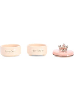 DEMDACO DEMDACO First Tooth and Curl Pink Ceramic Stoneware Children's Stackable Keepsake Box  - Image 3