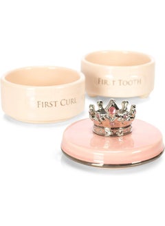 DEMDACO DEMDACO First Tooth and Curl Pink Ceramic Stoneware Children's Stackable Keepsake Box  - Image 4