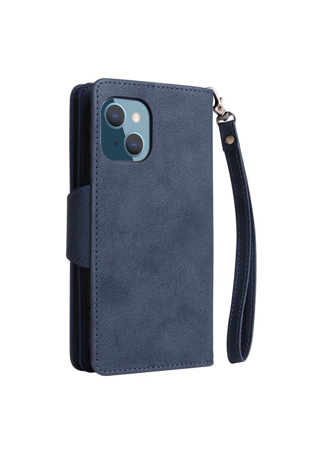 S-TOP Case For iPhone 14 Plus Rivet Buckle 9 Cards Three Fold Leather Phone Case - Image 3