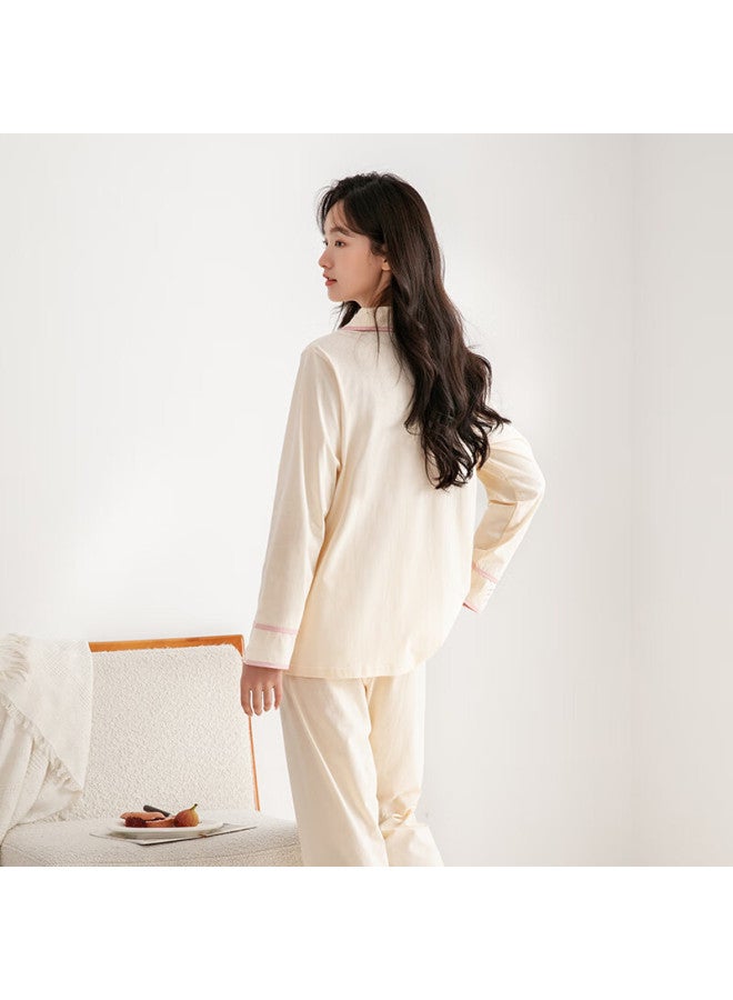 Fenton Fenteng Women's Pajamas, 7a Antibacterial Pure Cotton Lapel Cardigan, Ladies' Sleepwear Loungewear - Image 1