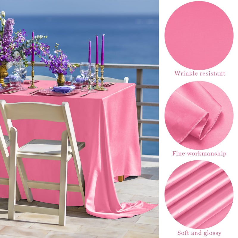 TURSTIN 4 Packs Gradient Pink Satin Tablecloth 102 x 58 Inch Overlay Satin Table Cover Rectangle Bright Silk Tablecloth Smooth Fabric Table Decoration for Wedding Banquet Party Events - Image 3