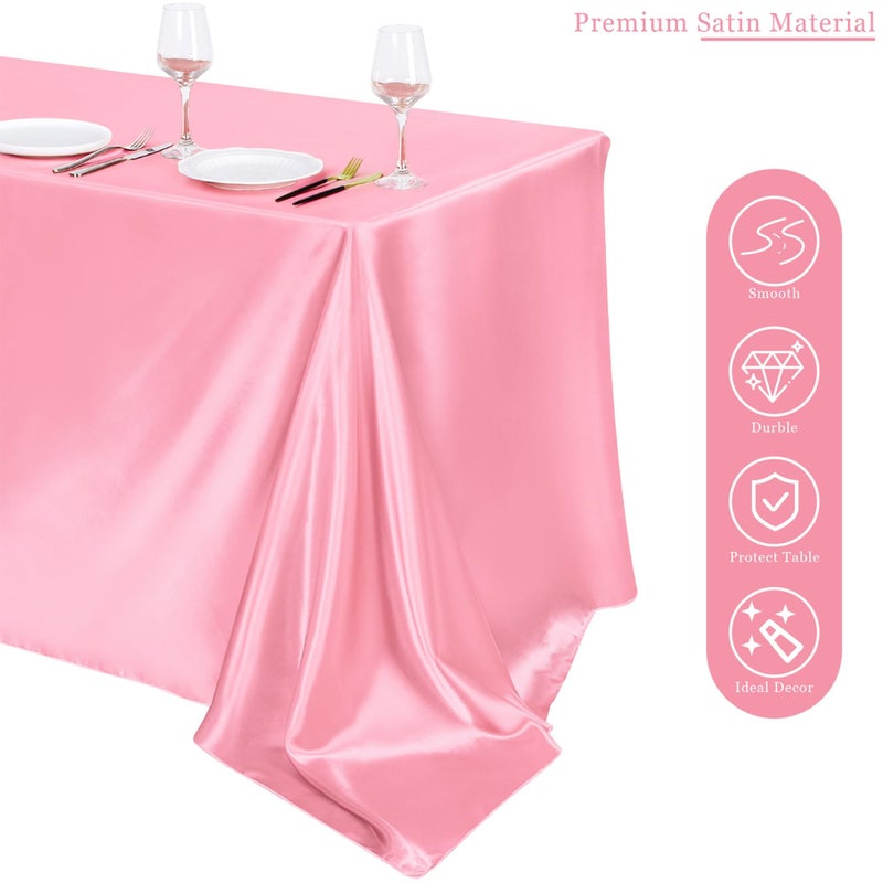 TURSTIN 4 Packs Gradient Pink Satin Tablecloth 102 x 58 Inch Overlay Satin Table Cover Rectangle Bright Silk Tablecloth Smooth Fabric Table Decoration for Wedding Banquet Party Events - Image 4